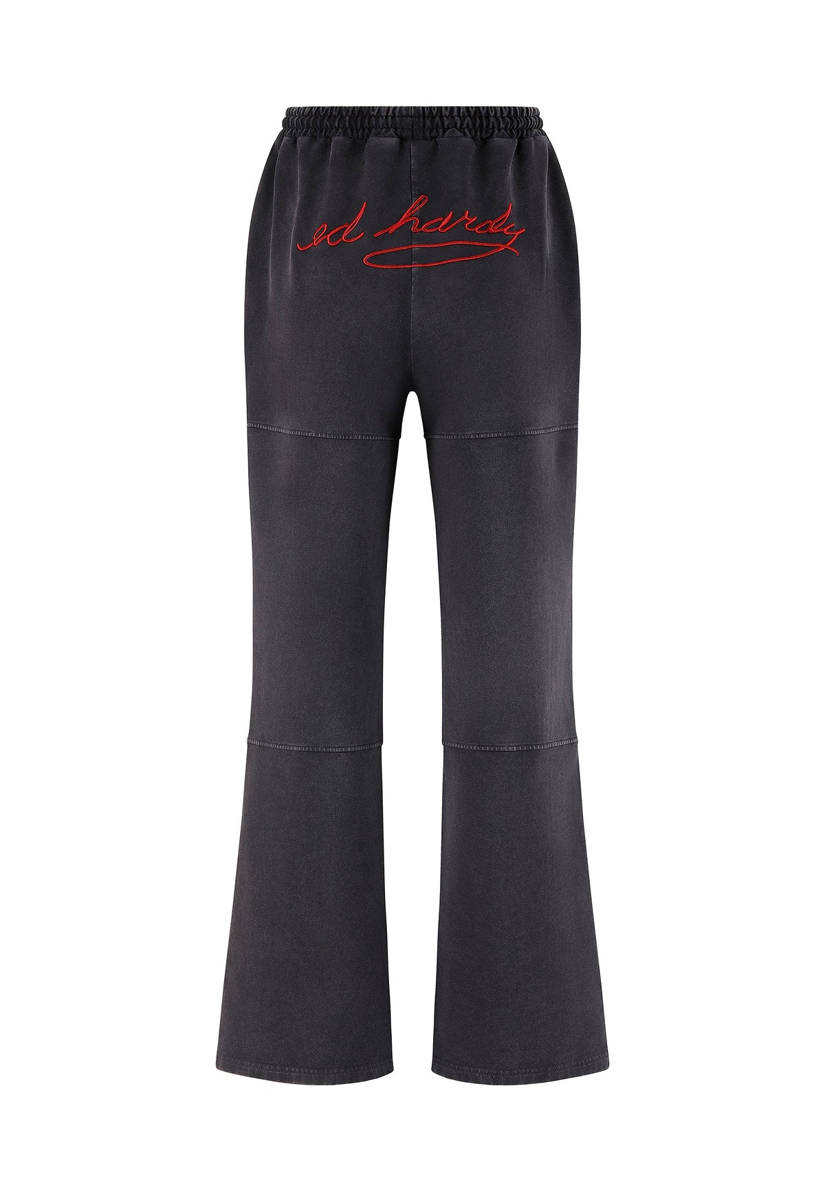 Womens Tattoo Collage Seam Detail Wide Leg Joggers - Black