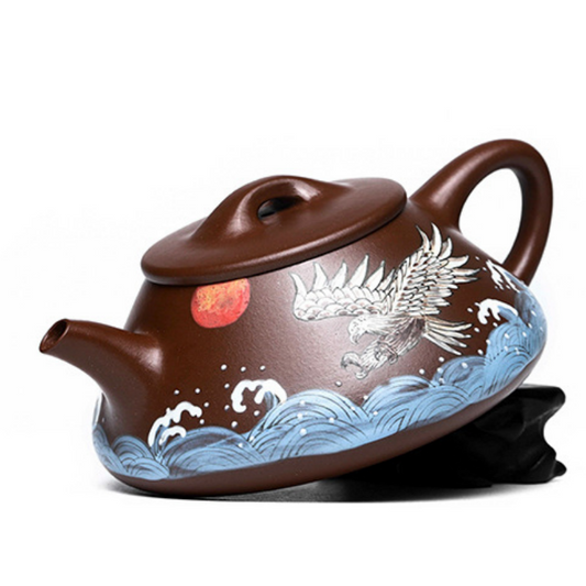 "The Vast Sky" Hand-Painted Yixing Zisha Teapot by Wu Xiaowei (300cc / 10.1 oz)