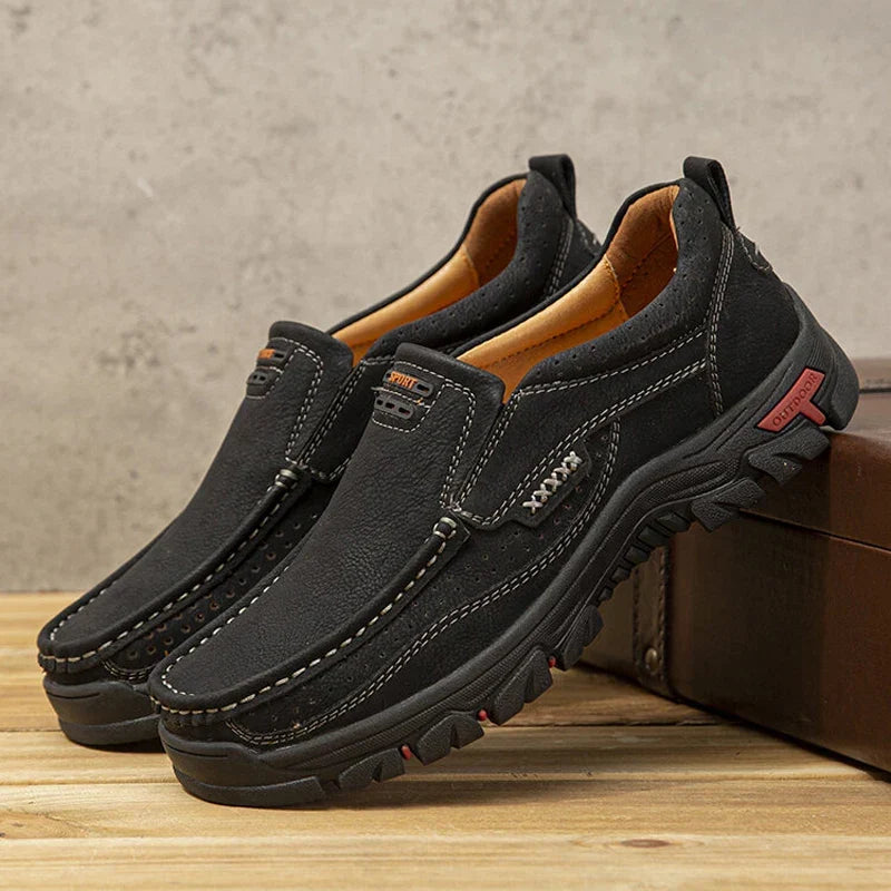 Men's Non-slip Walking Leather Lightweight Breathable Casual Loafers