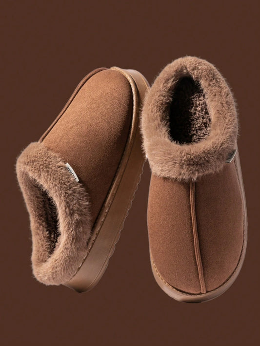 Fashionable & Cozy Men's Coffee Fuzzy Slippers