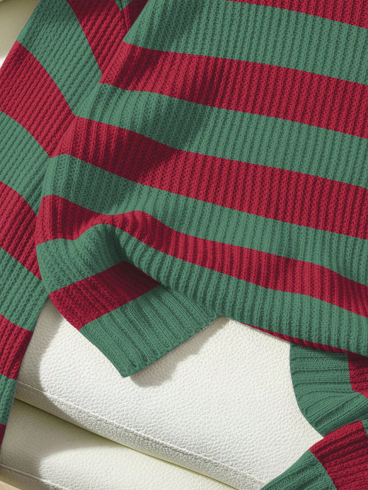 SoleilVie Striped Pattern Drop Shoulder Sweater,Long Sleeve Tops Knit Pullover Fall Winter Sweater