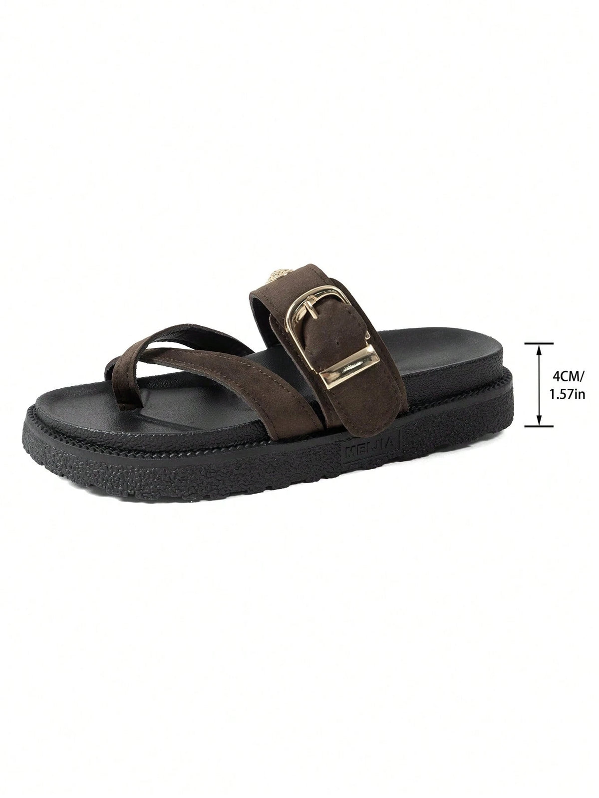 New Fashion Metal Buckle Decor Slip-On Wedge Heel Sandals
