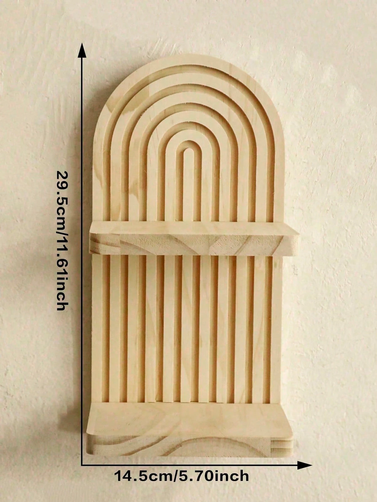 OBOVAY 1Pc Bohemian Style Wave Patterned Wooden Wall Frame,Rainbow Arch & Farmhouse Wall Racks