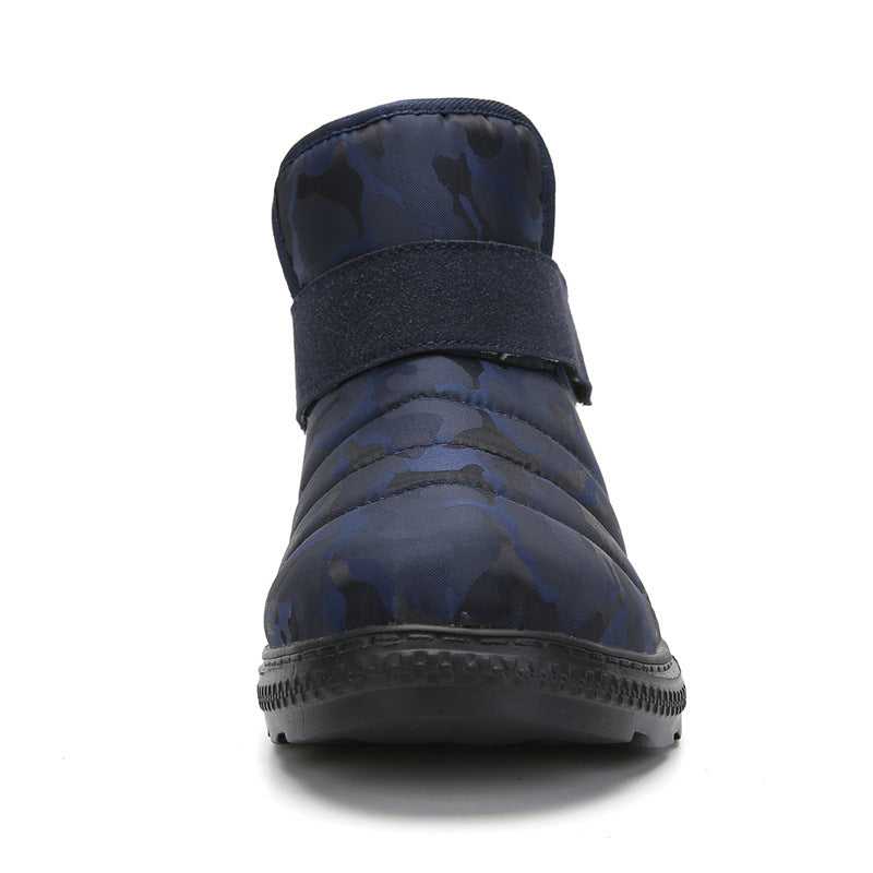 (Limited Time 70% Discount Event) Men's 2024 Winter New Warm Waterproof Non-Slip Puncture-Resistant Velcro Slip-On Snow Boots Ankle Support Orthopedic Wide Toe Arch Support Cotton Shoes