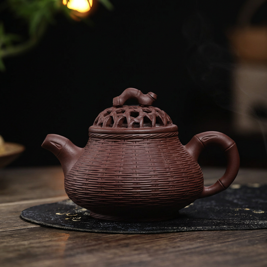 Hand-Woven Lattice Yixing Zisha Teapot (300cc / 10.1 oz)