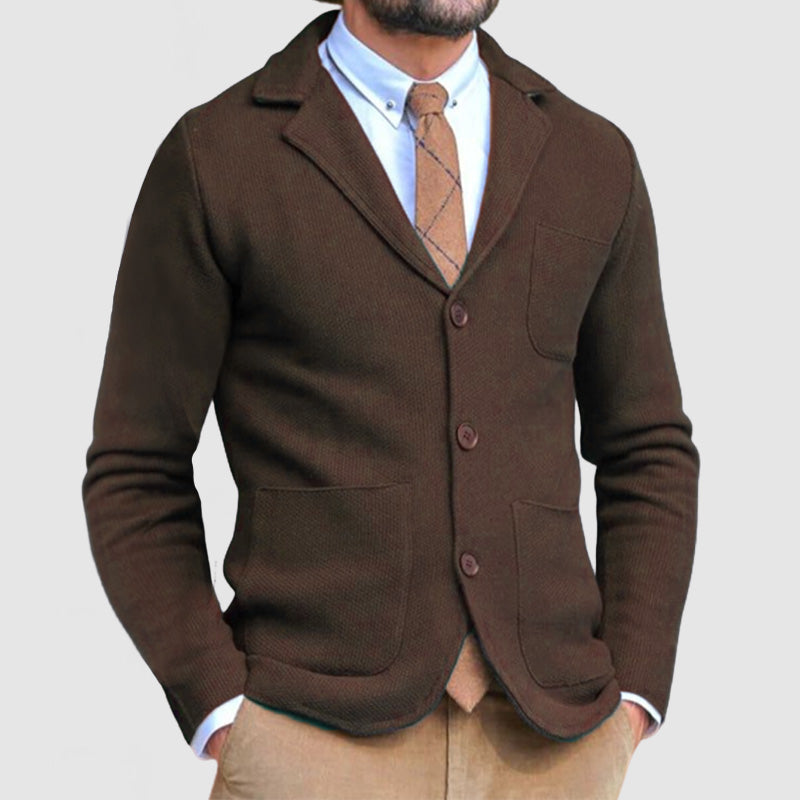 CLEARANCE SALE Men's Elegant Lapel Long Sleeve Knit Jacket