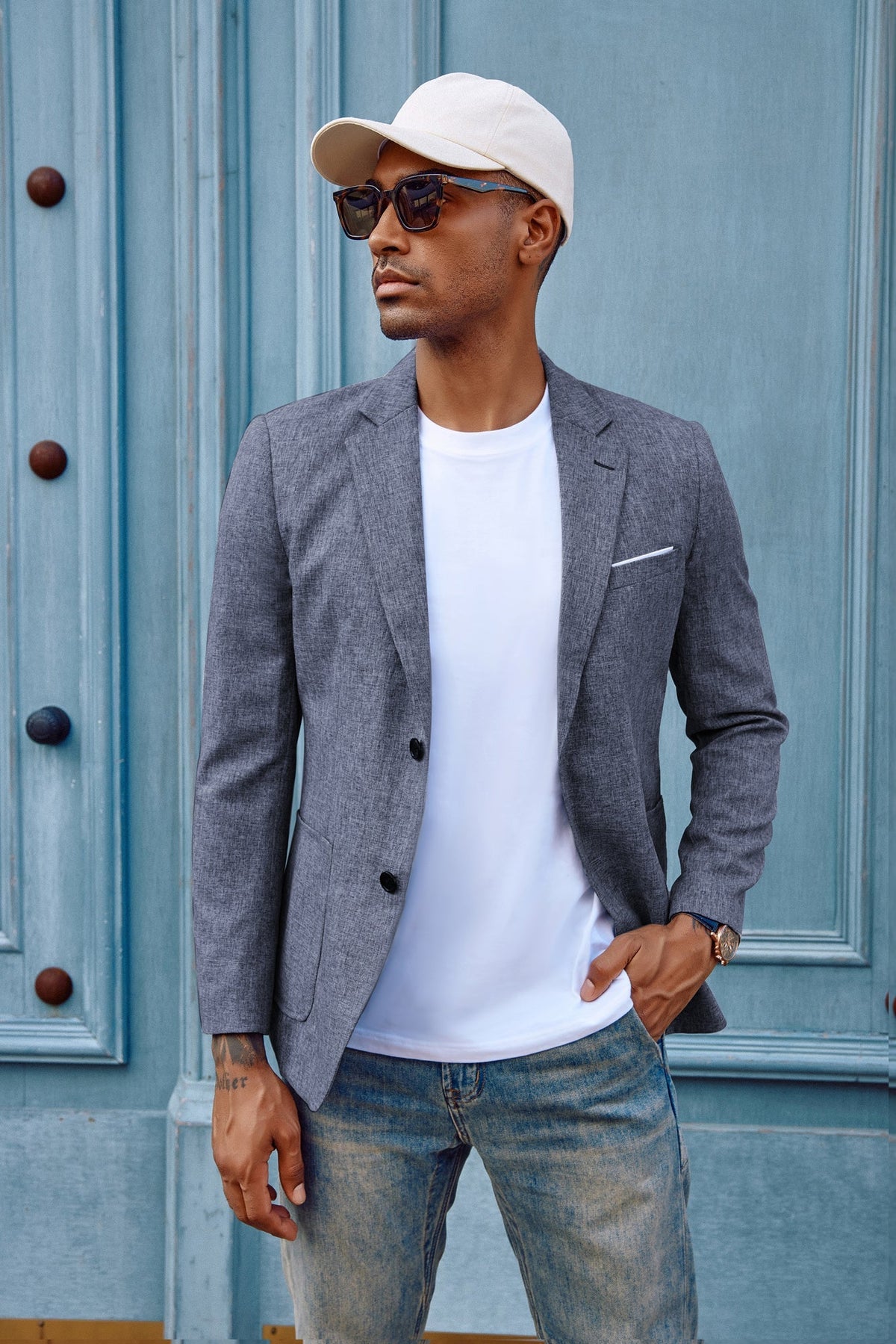 Men's Casual Sport Coat Blazer Two Buttons Lightweight Business Jackets