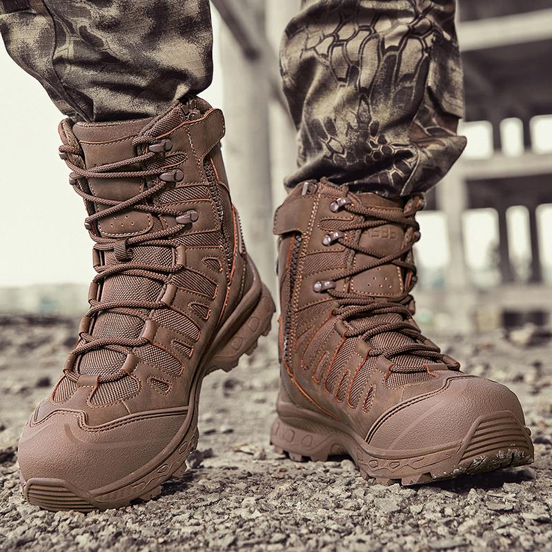 Men's Anti-Sprain Military Tactical Work Boots Waterproof Non-Slip Anti-Puncture Hiking Boots