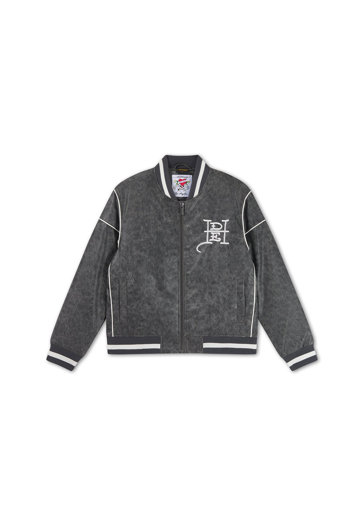 Mens Brave Eagle Pu Relaxed Bomber Jacket - Black