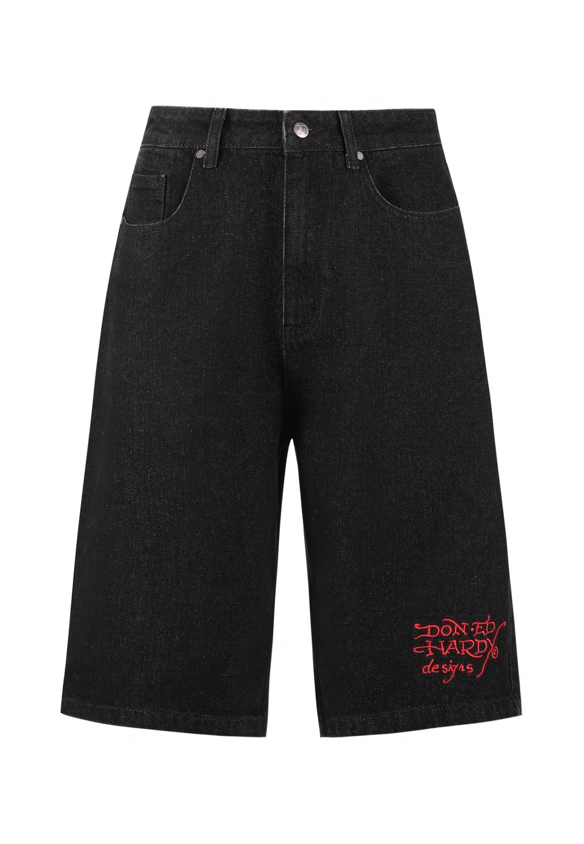 Mens Battle Dragon Denim Jorts Shorts - Washed Black
