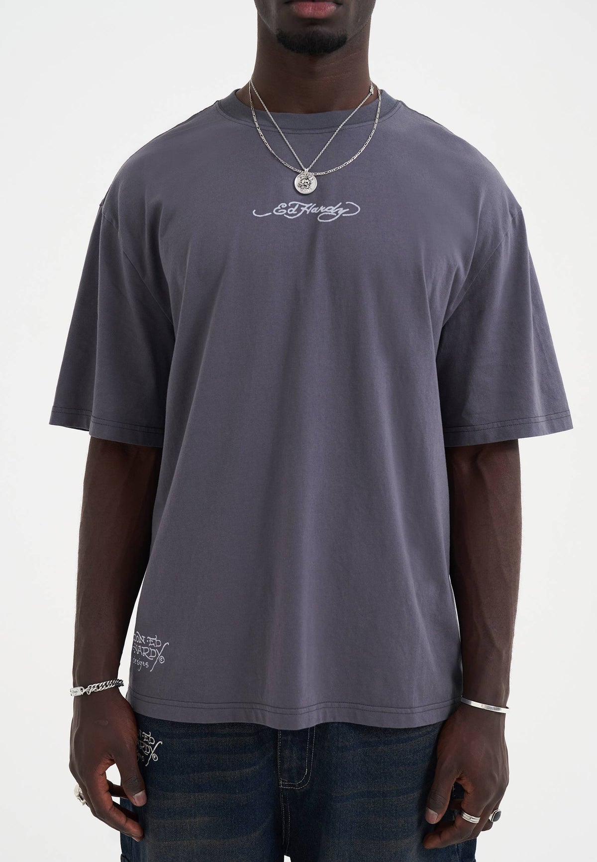 Mens Don Wolf Eagle Panther Relaxed T-Shirt - Charcoal