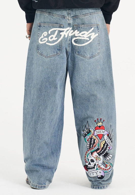 Mens Nyc Skull Xxtra Denim Trousers Jeans - Blue