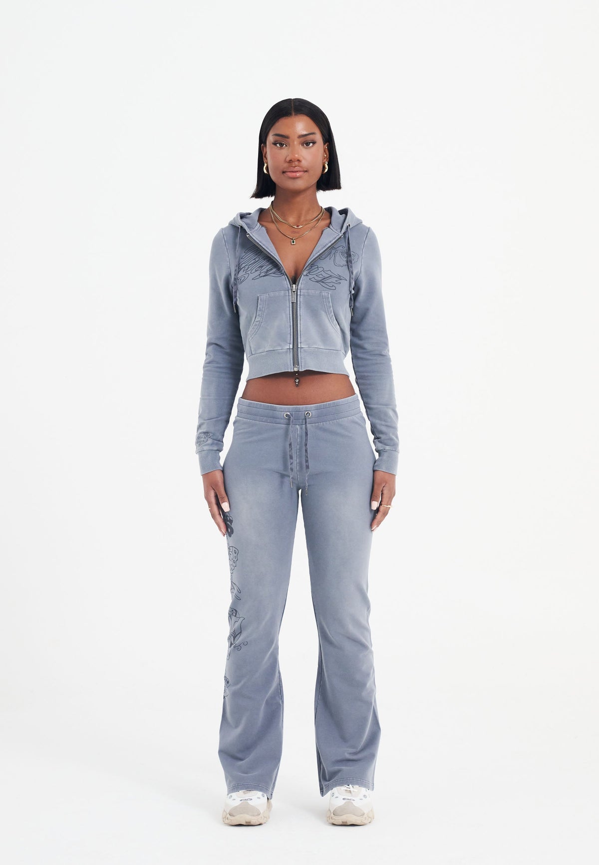 Womens Watchingfly Cropped Zip Thru Hoodie - Blue