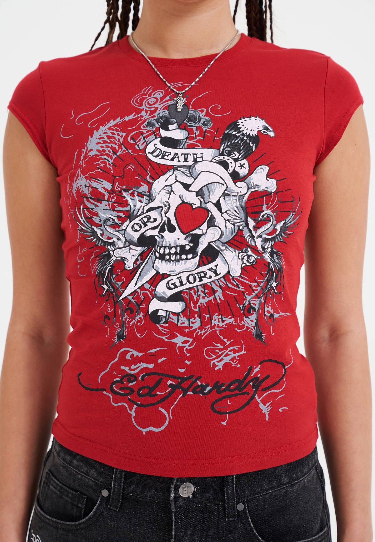 Womens Death Or Glory Love Cap Sleeve T-Shirt Top - Red
