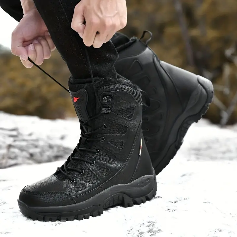 Dallader Men's Comfortable Waterproof Warm Fleece Snow Boots