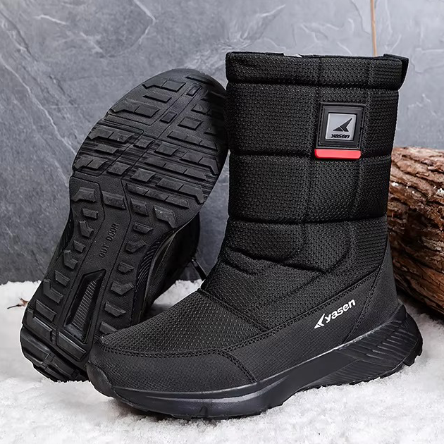 (Limited Time Sale 49%off)Unisex Snow Boots Thick Leather Platform Fur Lined Warm Mid-Calf Boots Waterproof Non-slip Winter Boots(2024Warmth upgrade)