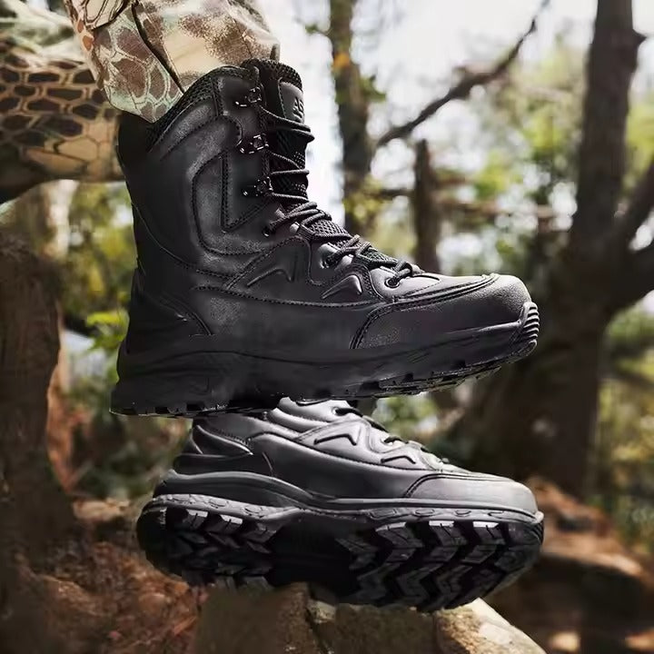 (Limited Time Discount 49% off)Men's Waterproof Ankle Support Tactical Boots Military Anti-Puncture Wide Toe Box Hiking Boots